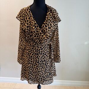 Free People Animal Print Long Sleeve Dress